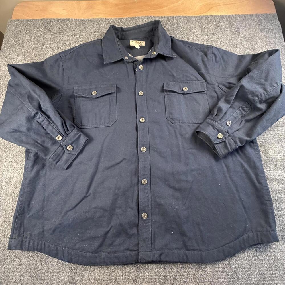 Duluth Trading Co Mens Navy Blue Cotton Canvas Lined Shirt Jacket 3XL #H